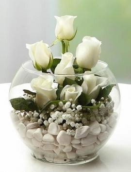 Fanus camda 7 beyaz güller